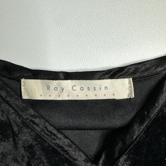 Ray Cassin Black Crushed Velvet Wrap Cami Top Small Witchy Vampy Y2K Romantic - Picture 7 of 12